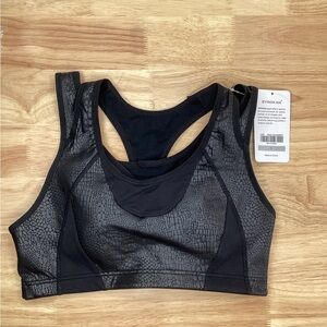 Syrokan sports bra/swim top black crocodile pattern size small NWT